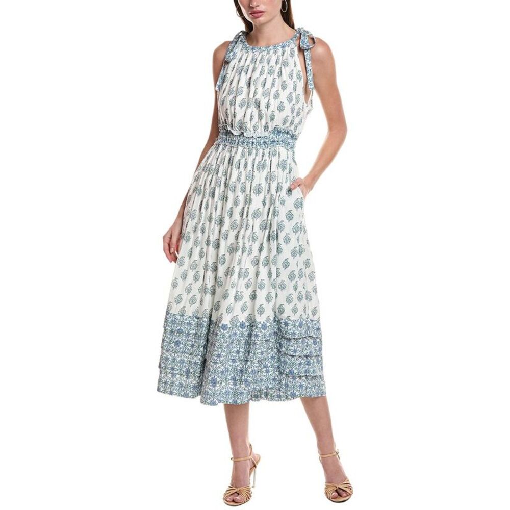 Area Stars Womens  Blue Border Print Dress, White